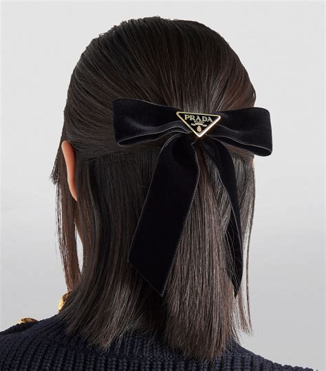 prada black hair bow|Prada hair clips.